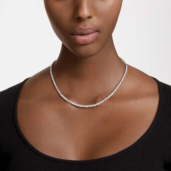 swarovski matrix tennis necklace  round cut  white  rhodium plated