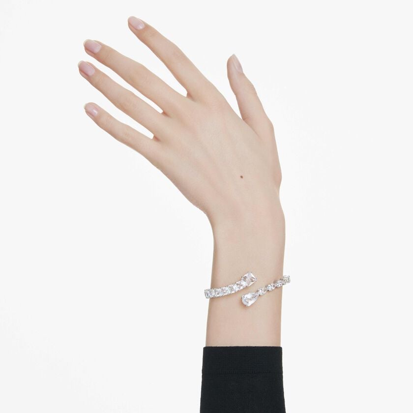 swarovski matrix cuff  mixed cuts  white  rhodium plated