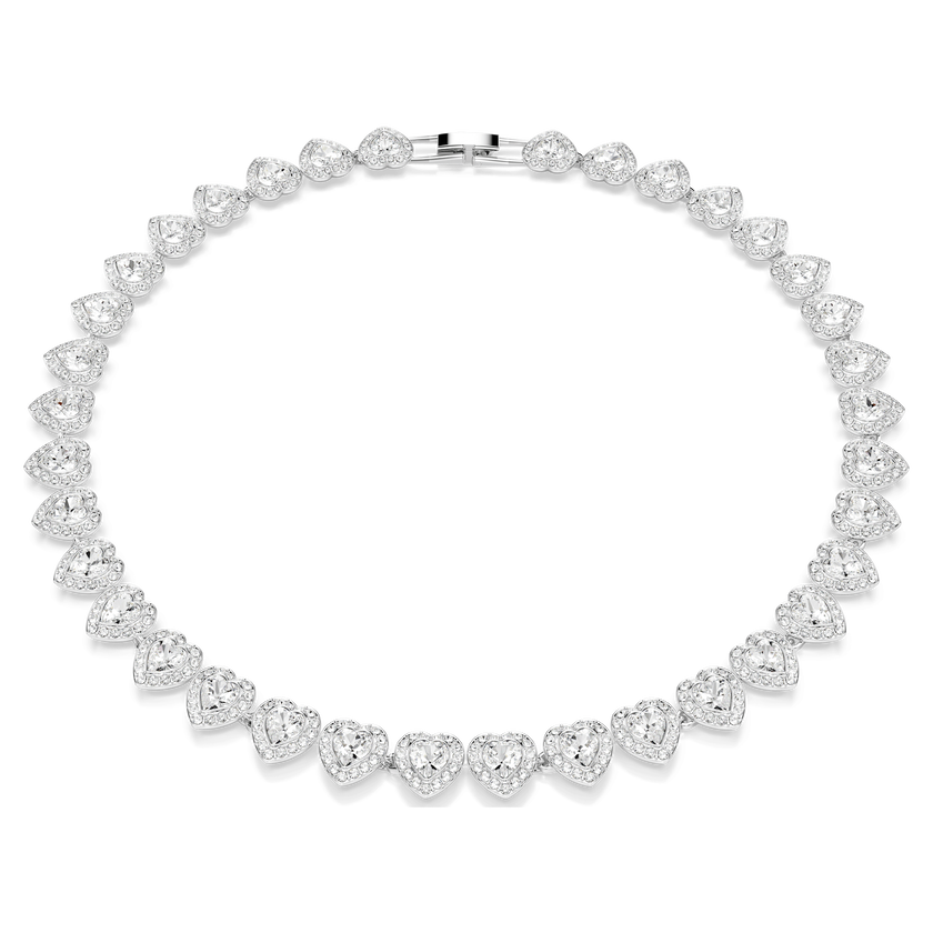 ariana grande x swarovski tennis necklace  mixed cuts  heart  white  rhodium plated