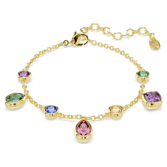 swarovski imber bracelet  mixed cuts  multicolored  18k gold finish