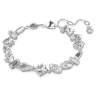 Mesmera bracelet, Mixed cuts, White, Rhodium plated