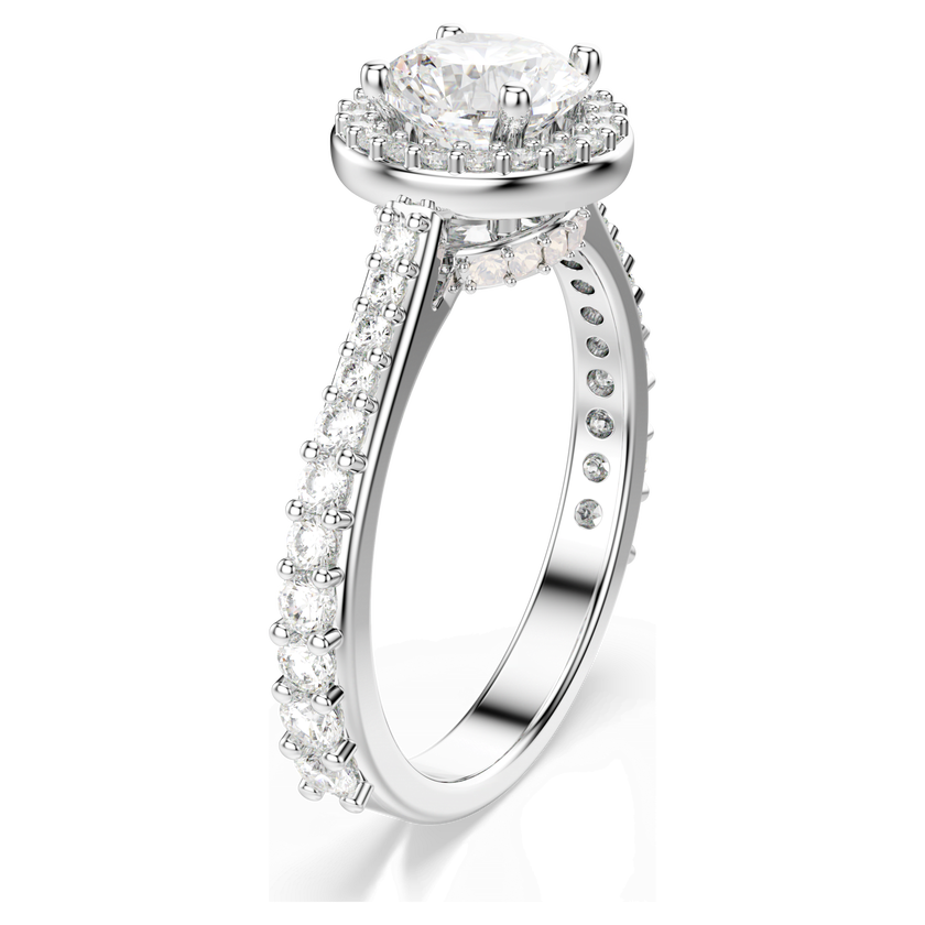 swarovski una angelic ring  round cut  white  silver tone finish
