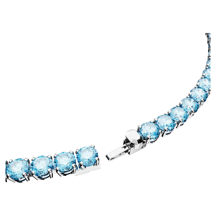 swarovski matrix tennis necklace  round cut  blue  rhodium plated