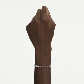 swarovski matrix bracelet  round cut  blue  rhodium plated