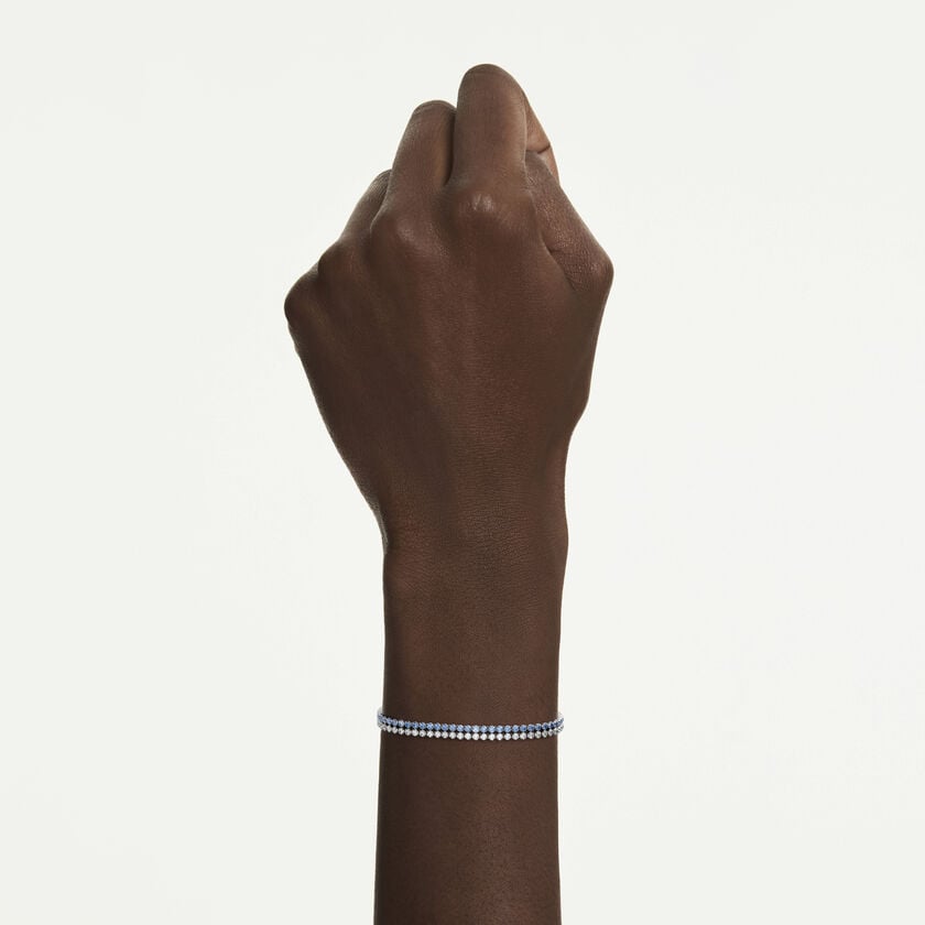 swarovski matrix bracelet  round cut  blue  rhodium plated