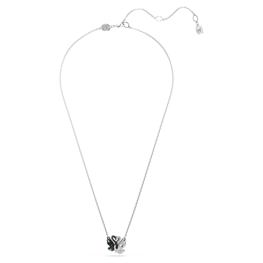 swarovski swan pendant  swan  black  rhodium plated