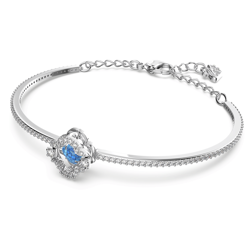 swarovski sparkling dance bangle  clover  blue  rhodium plated