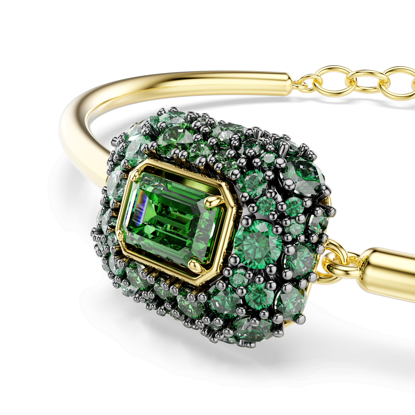 swarovski sublima bangle  octagon cut  green  18k gold finish