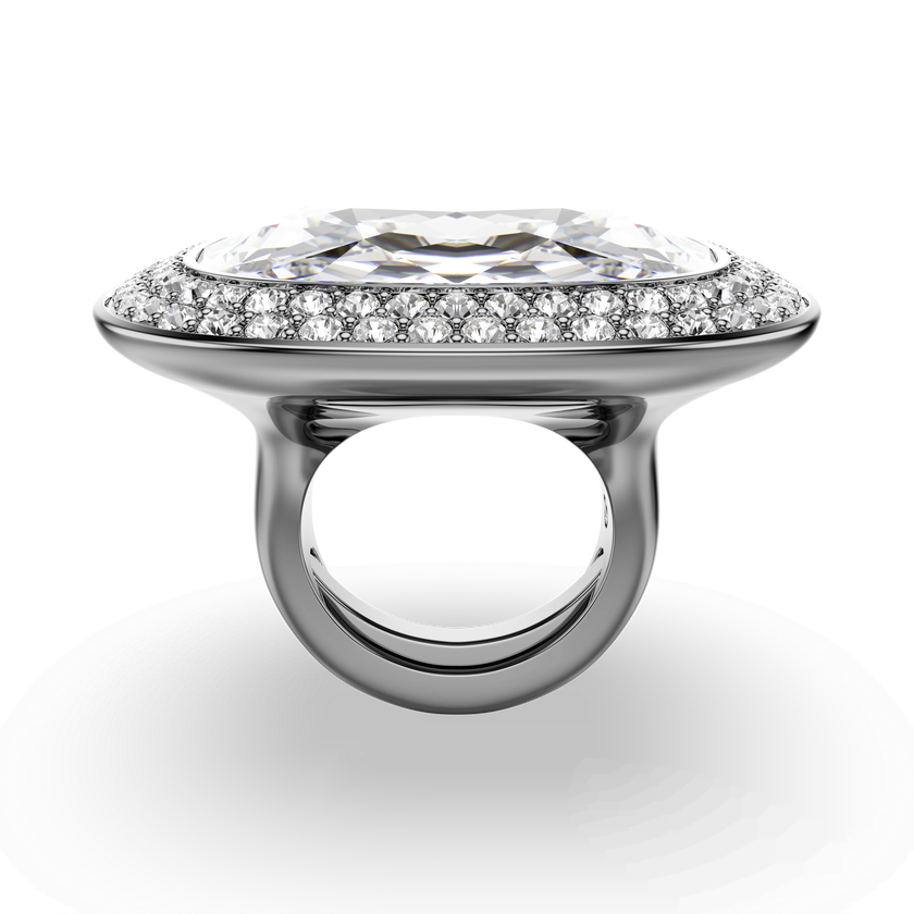 swarovski una angelic cocktail ring  cushion cut  white  ruthenium plated