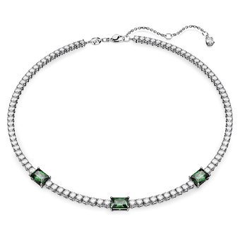 swarovski matrix tennis necklace  mixed cuts  green  rhodium plated