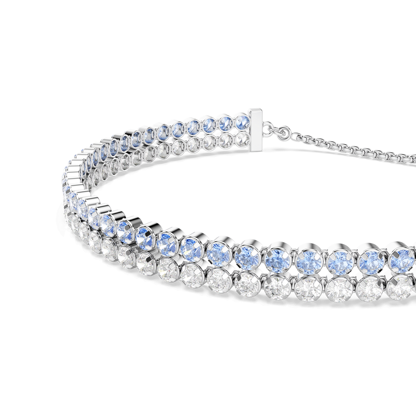 swarovski matrix bracelet  round cut  blue  rhodium plated