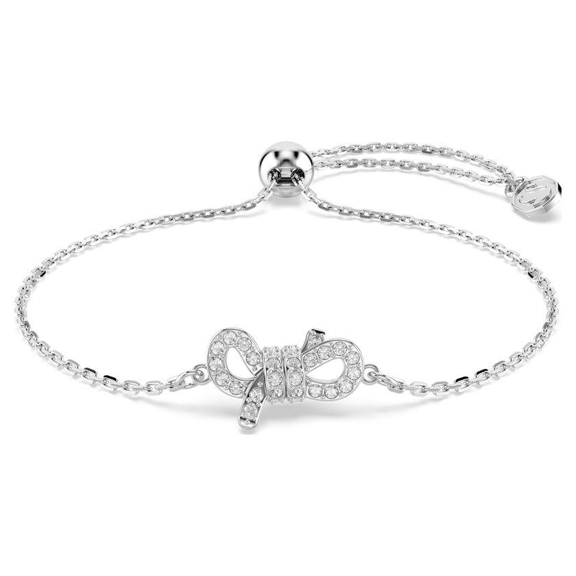 swarovski lifelong bracelet  pav   bow  white  rhodium plated