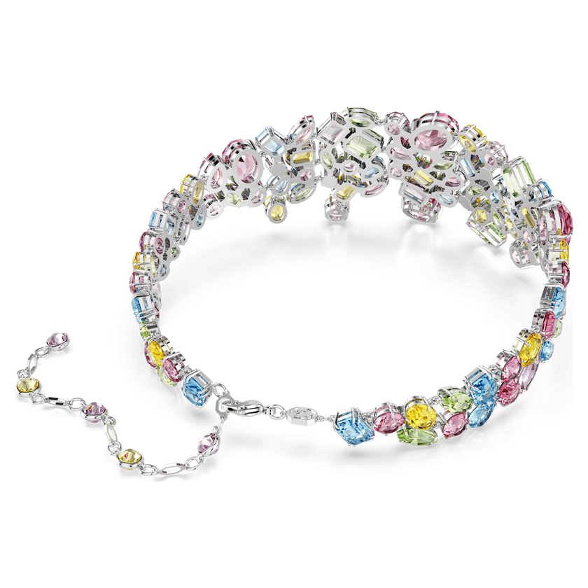 swarovski gema choker  mixed cuts  multicolored  rhodium plated