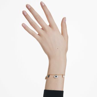 swarovski symbolica bracelet  clover  evil eye and horseshoe  blue  gold tone plated