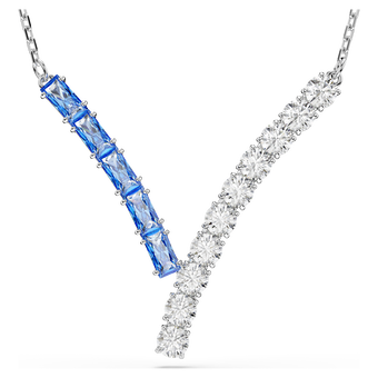 Matrix pendant, Mixed cuts, Blue, Rhodium plated swarovski matrix pendant  mixed cuts  blue  rhodium plated