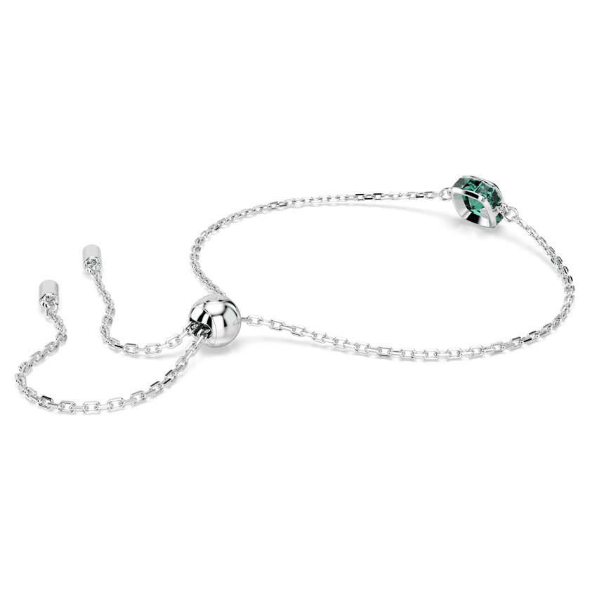 swarovski birthstone bracelet  square cut  may  green  rhodium plated