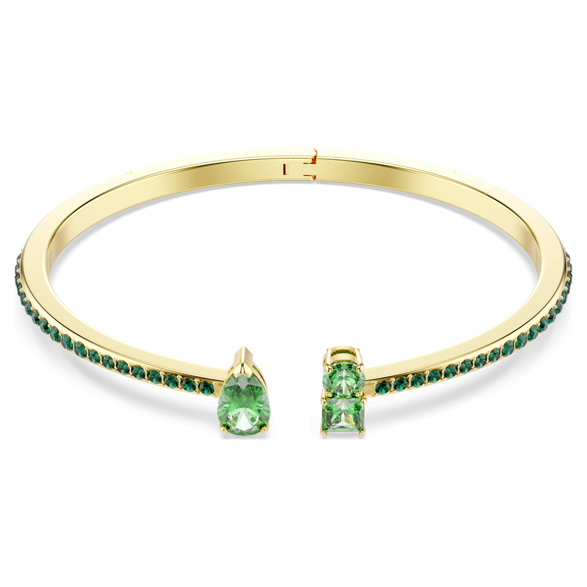 swarovski matrix cuff  mixed cuts  green  gold tone plated