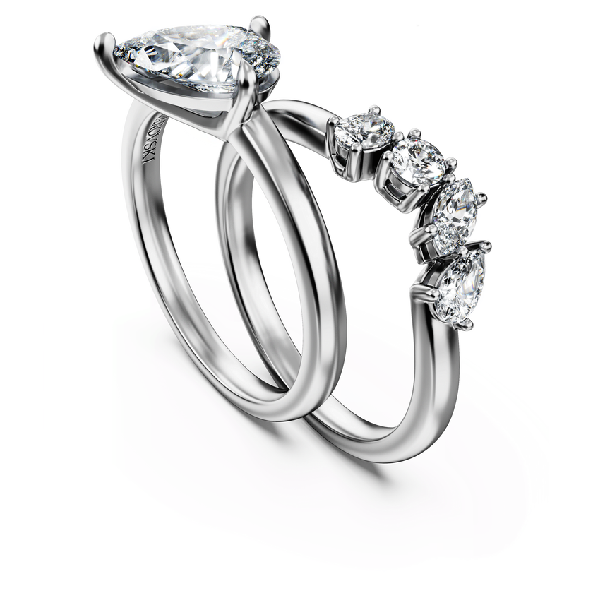 swarovski galaxy ring  set  2   lab grown diamonds 1 4 ct tw  pear shape  18k white gold