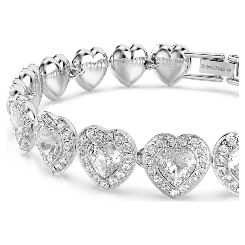 ariana grande x swarovski tennis bracelet  mixed cuts  heart  white  rhodium plated