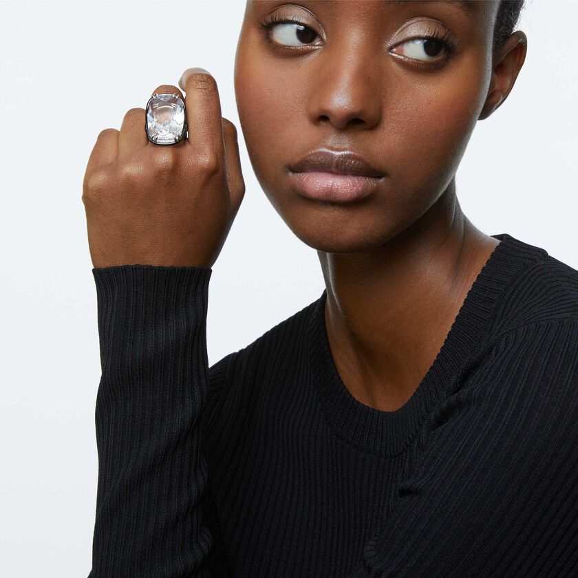 swarovski harmonia cocktail ring  oversized crystal  white  mixed metal finish