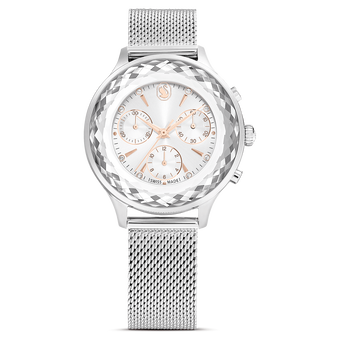 swarovski nova chrono watch swiss made metal bracelet silver tone stainless steel