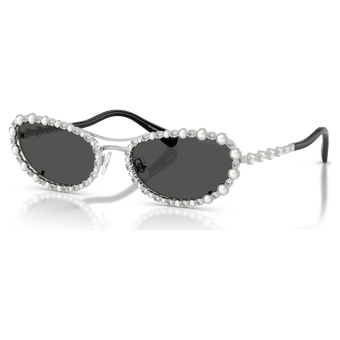 swarovski sunglasses  oval shape  2 in 1 clip on  sk7044  silver tone