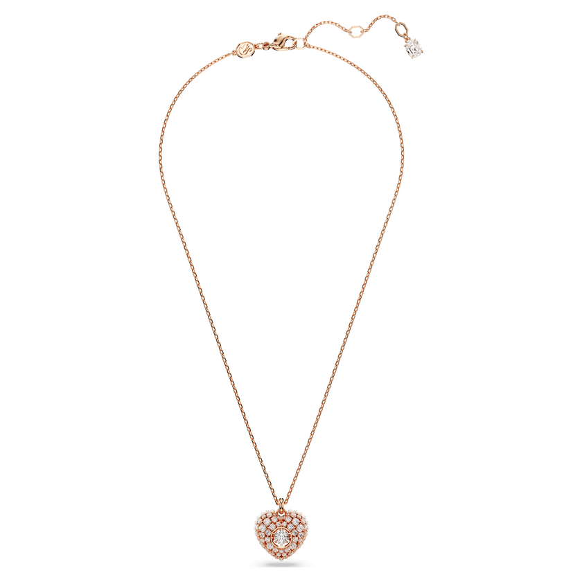 swarovski idyllia pendant  crystal pearl  heart  white  rose gold tone plated