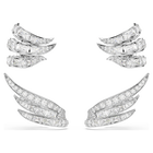 swarovski vienna ear cuffs  mixed cuts  swan  white  rhodium plated
