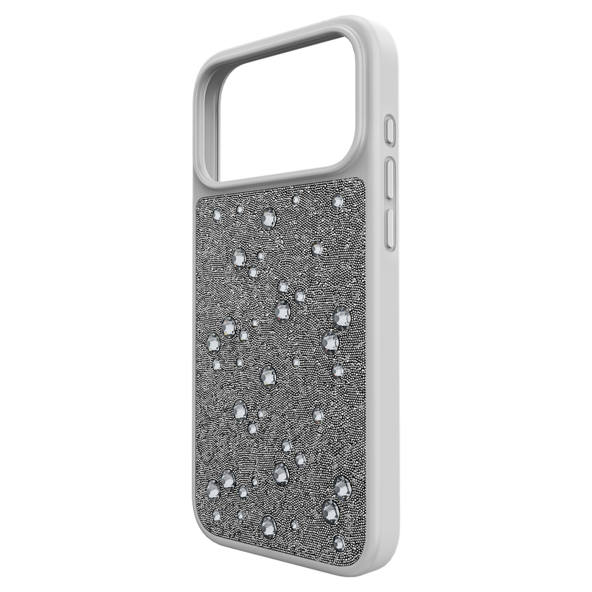 swarovski high smartphone case  flat back crystals  iphone  17 pro max  silver tone