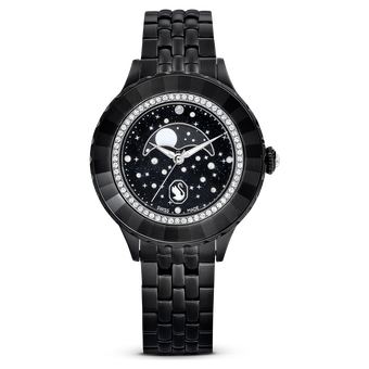 swarovski octea moon watch swiss made moon metal bracelet black black finish