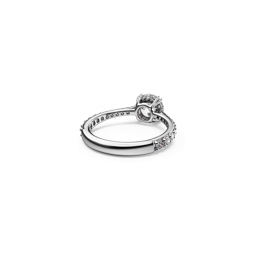 swarovski stilla cocktail ring  round cut  pav   white  silver tone finish