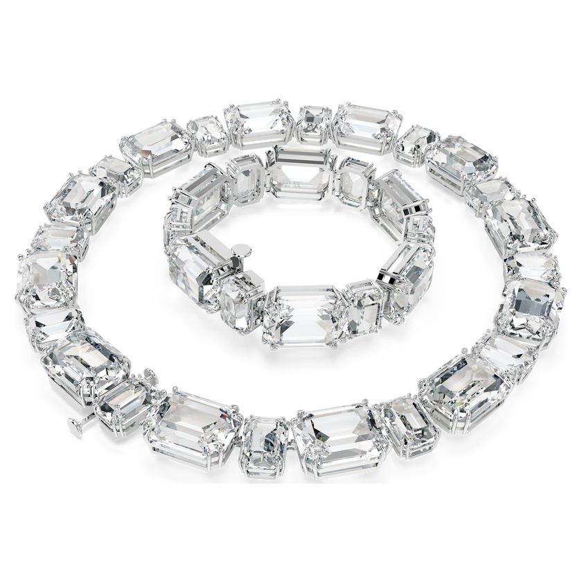 swarovski millenia y necklace  octagon cut  white  rhodium plated
