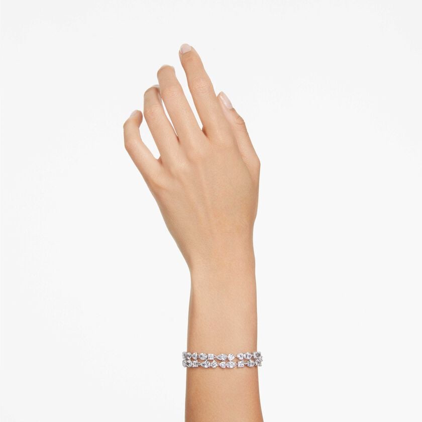 swarovski mesmera bracelet  mixed cuts  white  rhodium plated