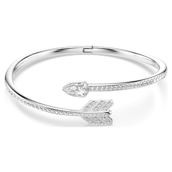 swarovski idyllia bangle  mixed cuts  arrow  white  rhodium plated