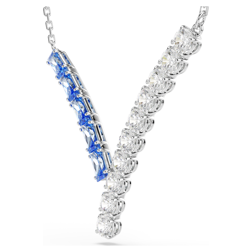 swarovski matrix pendant  mixed cuts  blue  rhodium plated