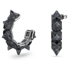 swarovski chroma hoop earrings pyramid cut crystals gray ruthenium plated