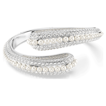 swarovski sublima cuff crystal pearl round cut white rhodium plated