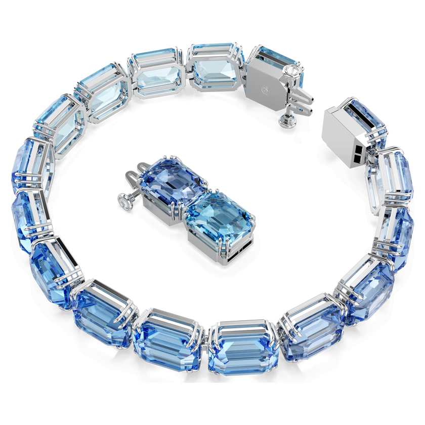 swarovski millenia tennis bracelet  octagon cut  color gradient  blue  rhodium plated