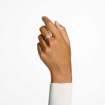 swarovski one motif ring  heart cut  pav   heart  pink  18k rose gold finish