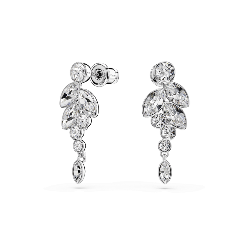 swarovski diapason drop earrings  mixed cuts  white  rhodium plated
