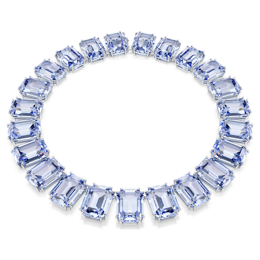 swarovski millenia tennis necklace  octagon cut  blue  rhodium plated
