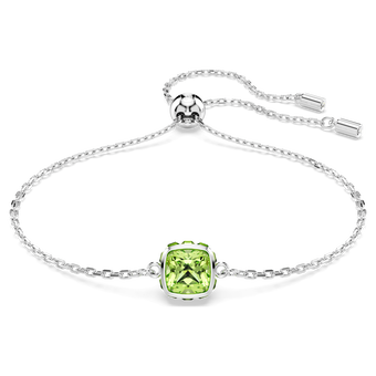 swarovski birthstone bracelet square cut august green rhodium plated