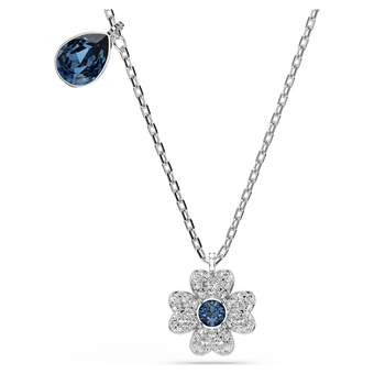 swarovski symbolica necklace  clover  blue  rhodium plated