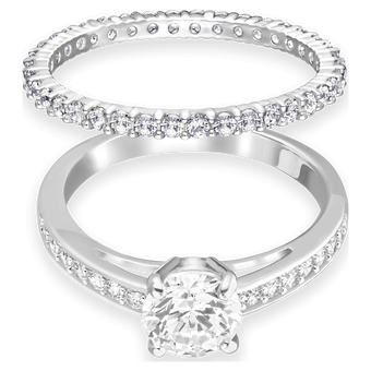 swarovski i do ring set white rhodium plating