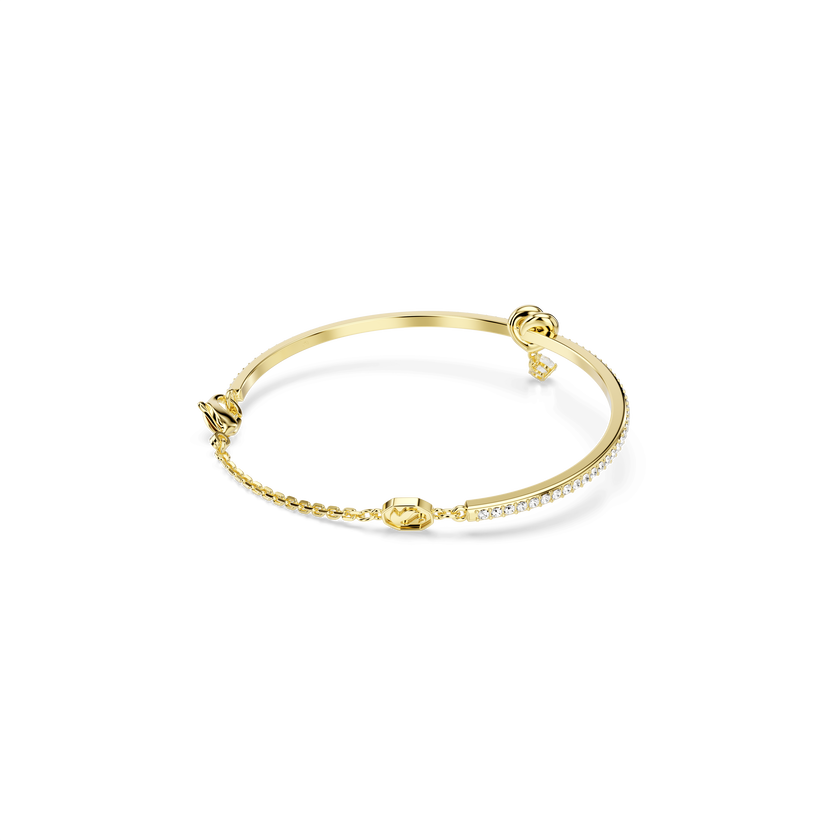 swarovski lifelong bangle  round cut  heart  white  18k gold finish
