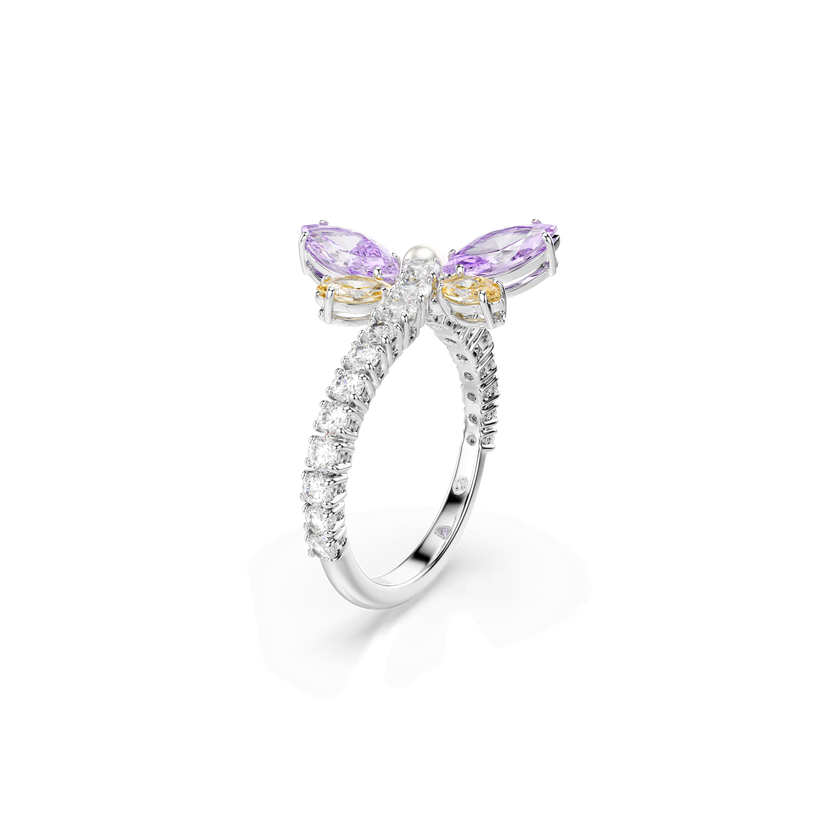 ariana grande x swarovski motif ring  mixed cuts  dragonfly  multicolored  rhodium plated