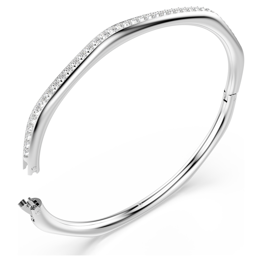 swarovski dextera bangle  octagon shape  round cut  white  rhodium plated