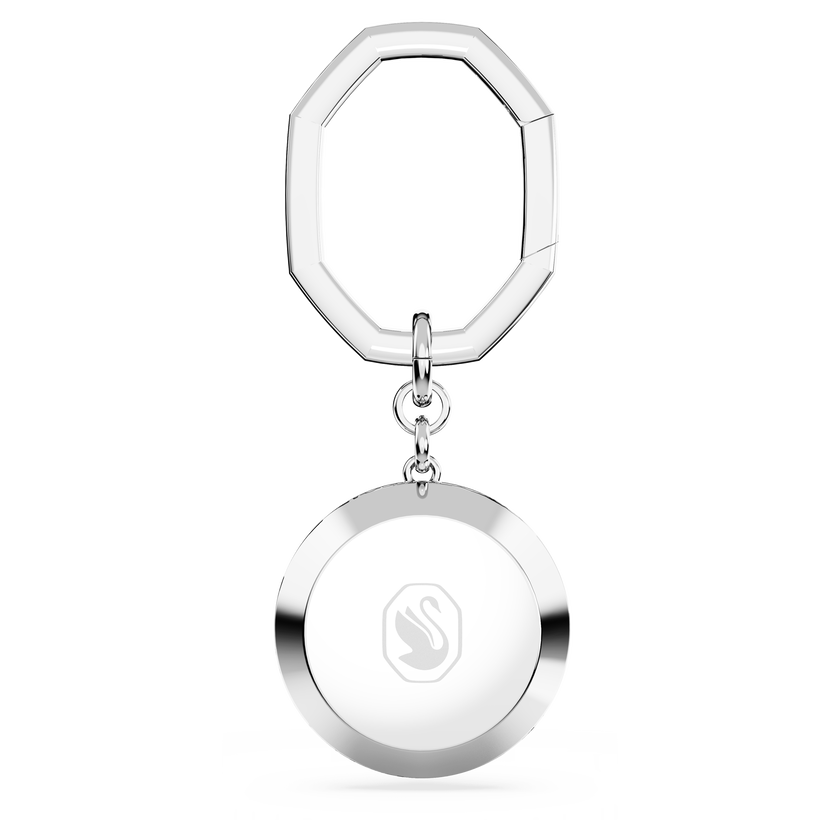 swarovski key ring  round cut  white  rhodium plated