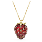 swarovski idyllia pendant  mixed cuts  strawberry  red  gold tone plated