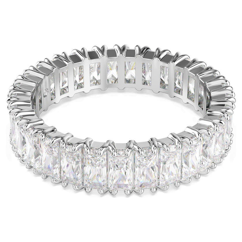 swarovski matrix ring  baguette cut  white  silver tone finish
